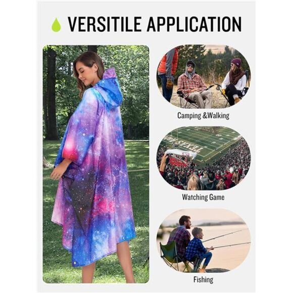 Extra Thick Hooded Rain Poncho Double Layer Waterproof Raincoat Jacket Women NEW - Picture 4 of 6